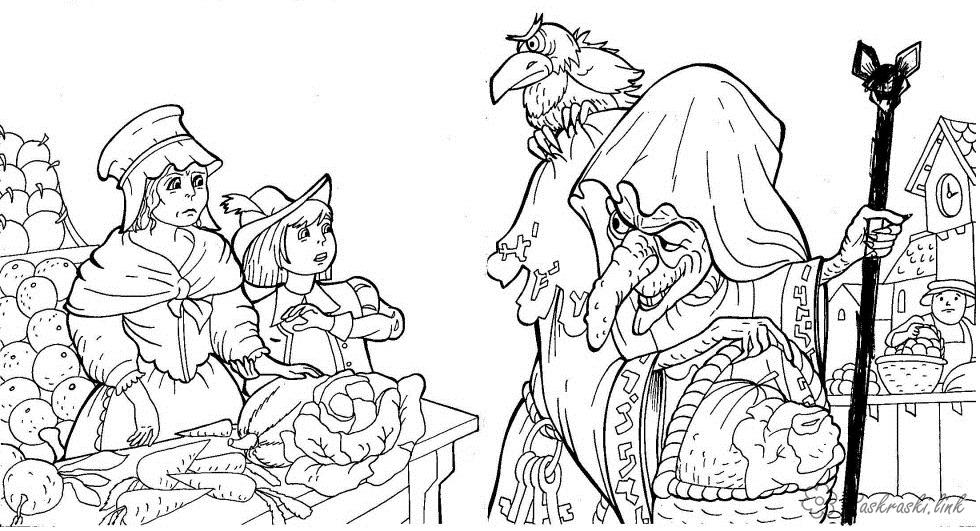 Раскраска Мельница с изображением зверей в лесной чаще (Мельница)