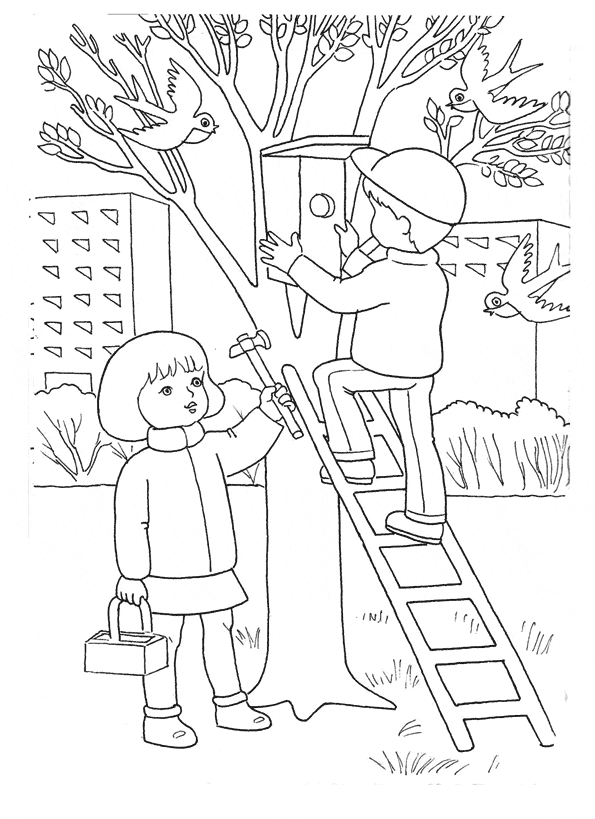 Раскраски Весна для детей (дети)