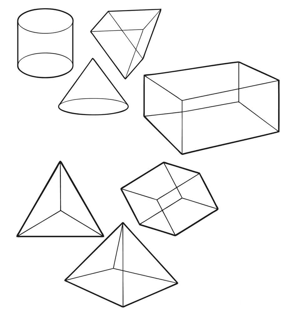 Раскраска геометрических фигур: цилиндр, пирамида, конус (конус)