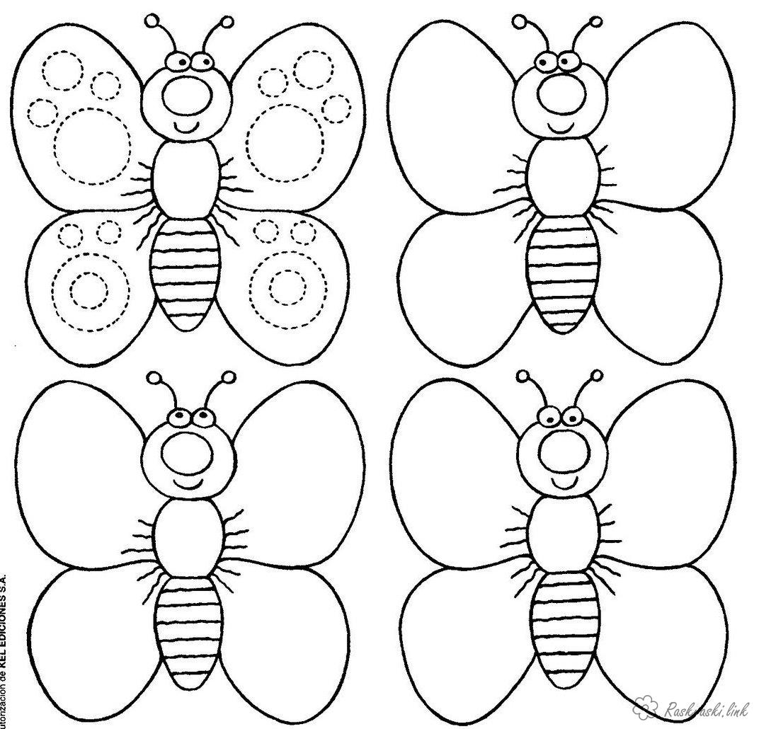Раскраска бабочки и других геометрических фигур для детей (геометрические, фигуры)