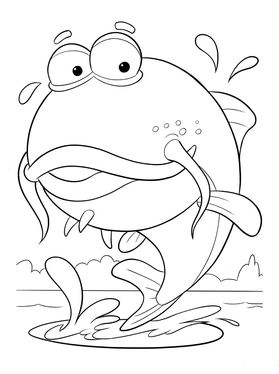 Раскраска с рыбой сомом усами в подводном мире (рыба, сом)