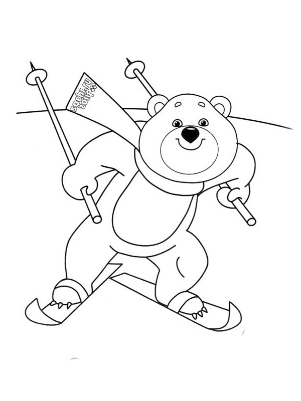 Раскраски олимпийские талисманы мишка лыжный спорт (олимпийские, талисманы, мишка, лыжный, спорт)