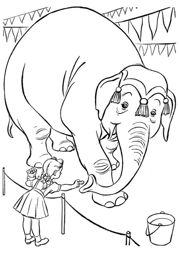 Раскраска Слон и дети (Слон, дети)