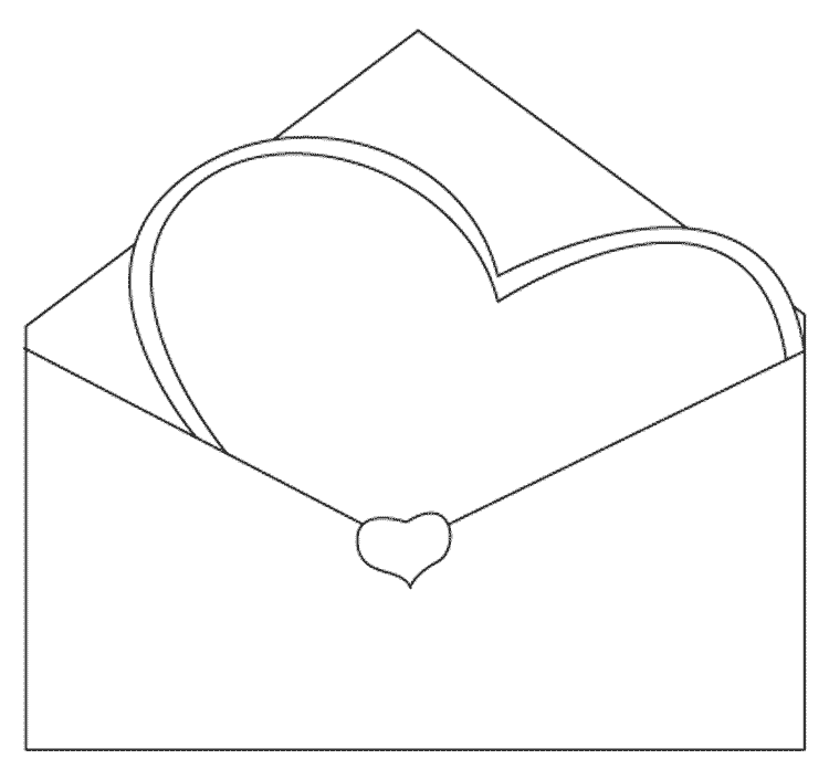Раскраски день святого валентина - сердечко, письмо, открытка, конверт (конверт)