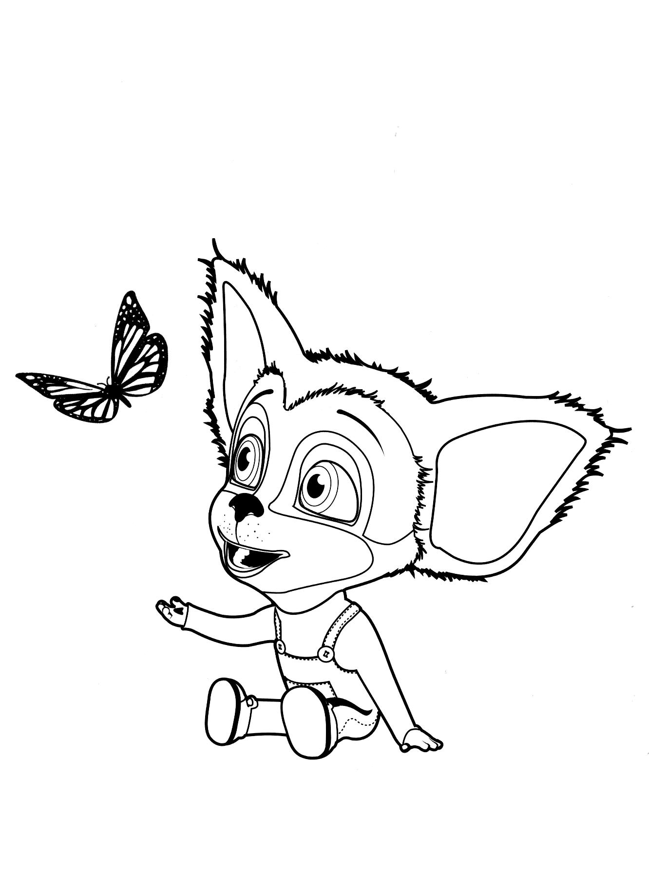 Раскраска с малышем и бабочкой (малыш, бабочка, барбоскины)