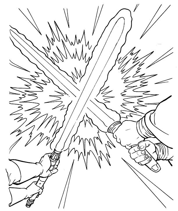Раскраска Световые мечи из фильма Звездные войны