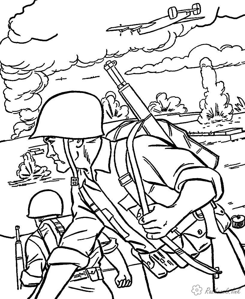 Раскраски День победы 9 мая - военная тематика