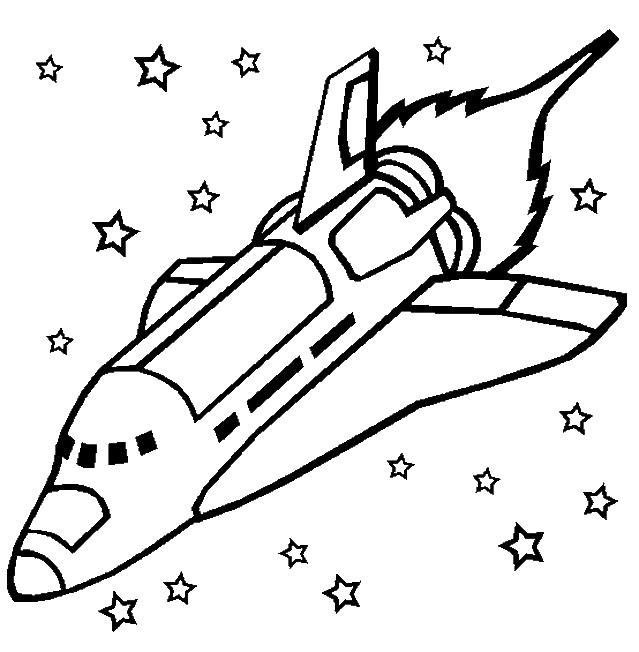 Раскраска с изображением полета ракеты шаттл (полет, шаттл)