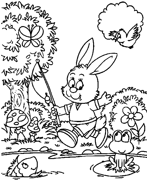 Раскраски Лесные животные - изображения зайца, лисы, оленя и других лесных обитателей для детей (животные)