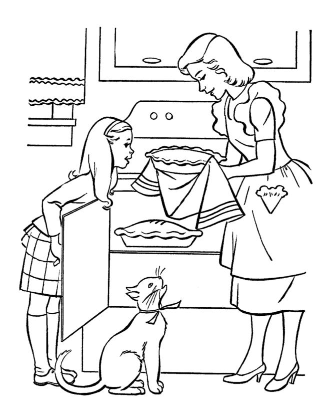 Девочка и мама готовят пирог (развивающие)