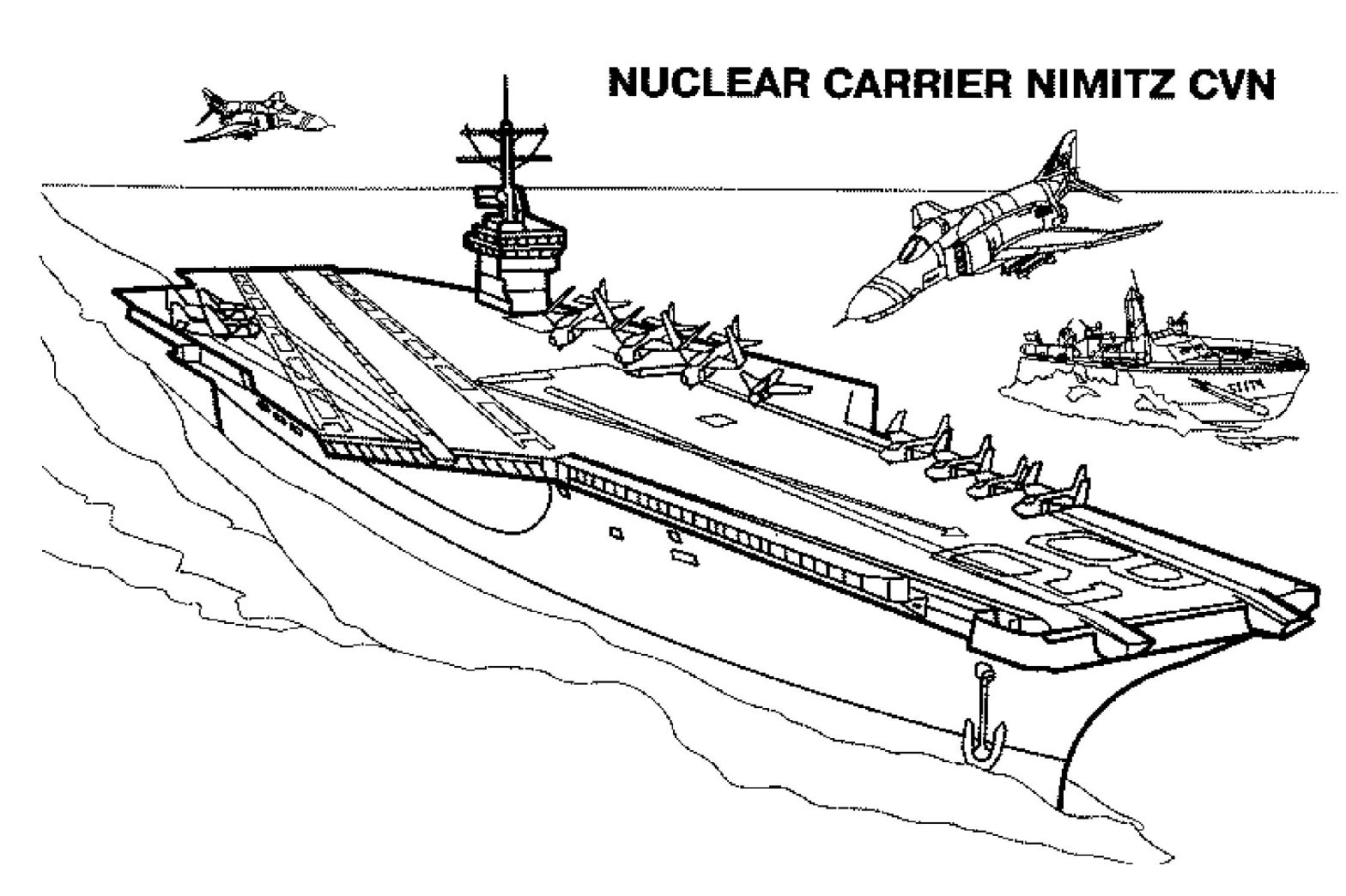 Раскраска Авианосец нимиц для детей (Авианосец, нимиц)