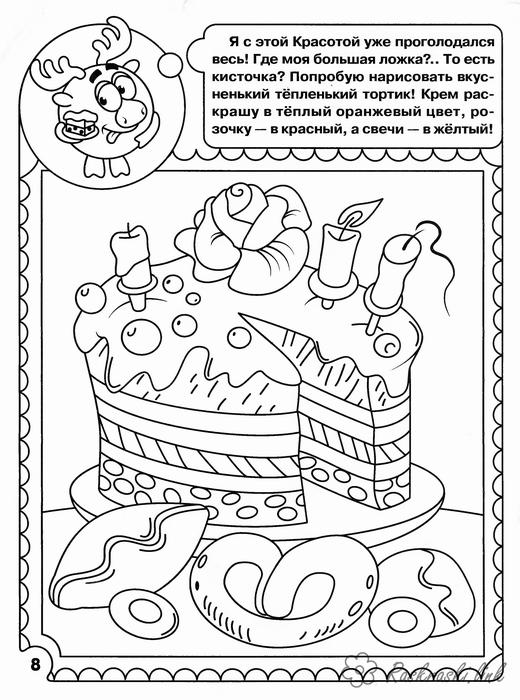 Раскраски Торты и пирожные (торты, пирожные)