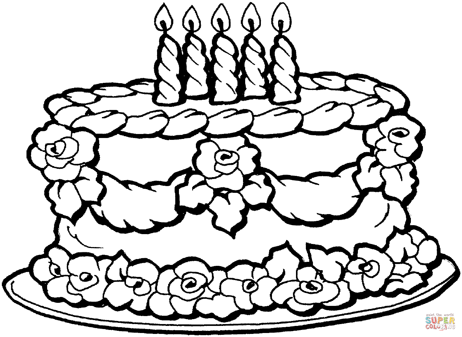 Раскраска Торт и пирожное (торты, пирожные)