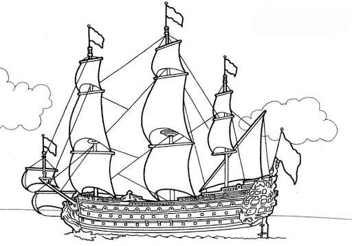 Раскраска старых морских кораблей для детей (корабли)