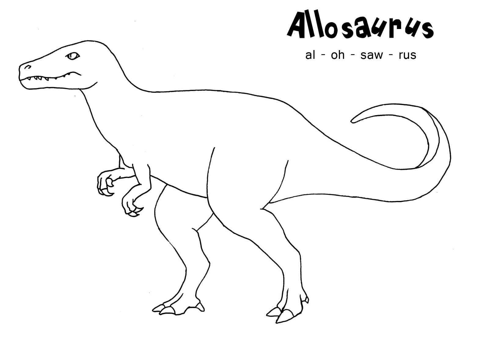 Раскраска динозавра аллозавра для детей (динозавры, аллозавр)