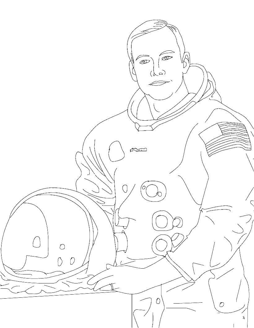 Раскраска космос космонавт США для детей (космонавт, США)