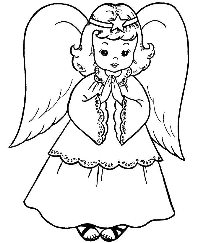 Раскраска ангел-хранитель для детей (ангел, мир)