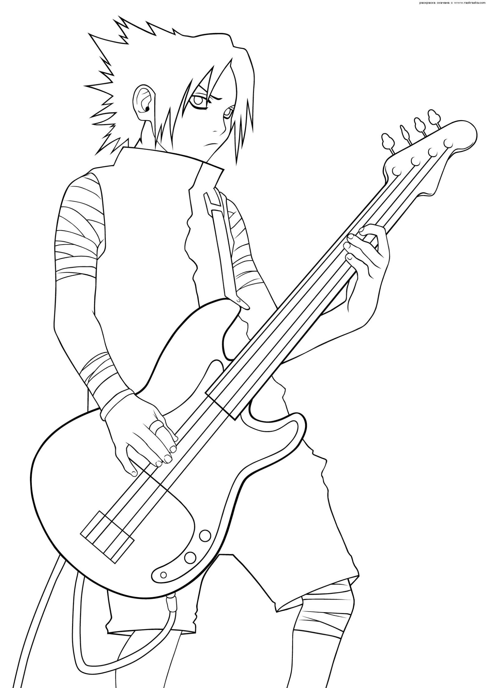 Раскраска аниме гитарист для мальчиков (гитарист)