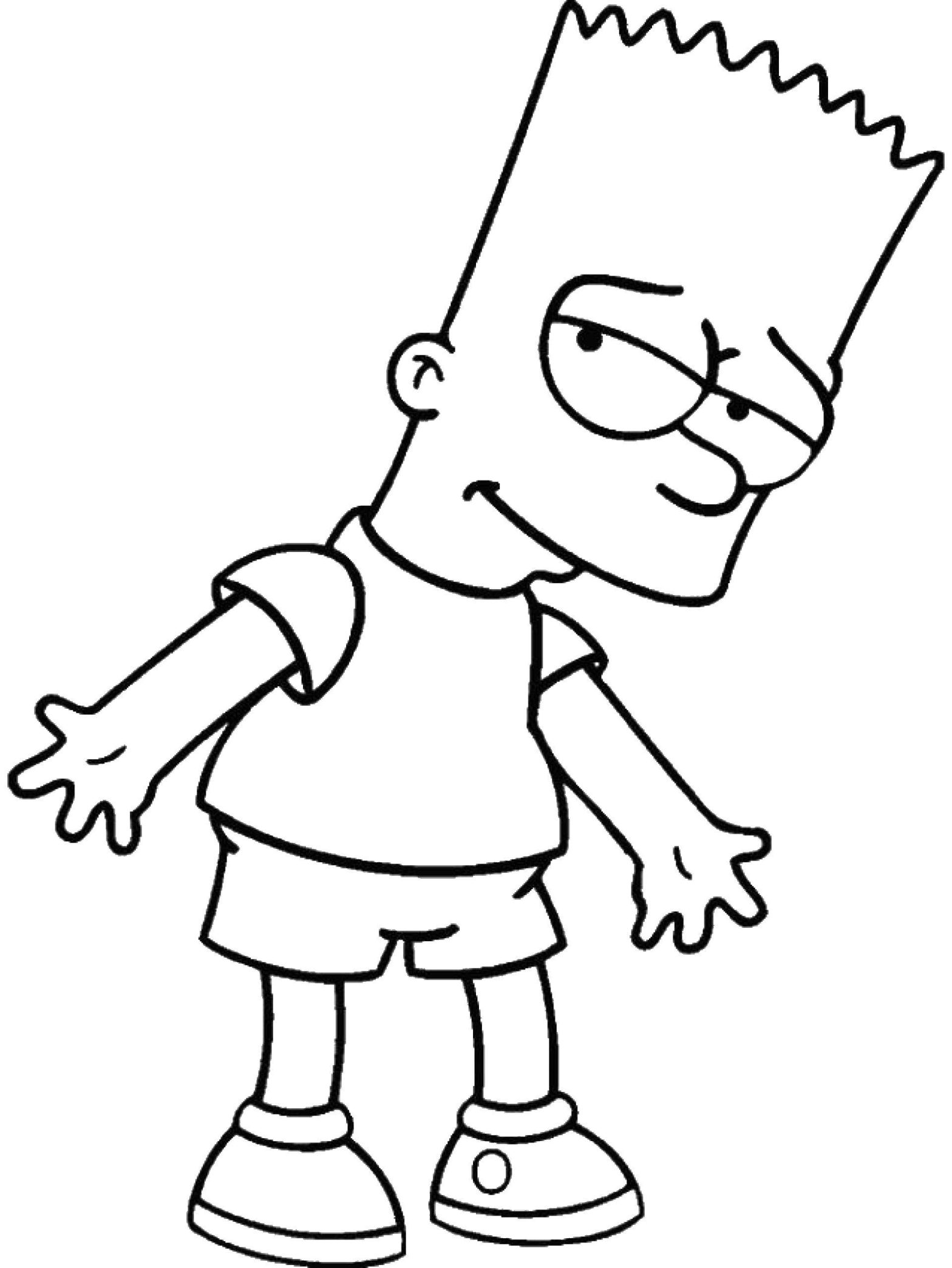 Раскраска Симпсоны Барт для мальчиков (Симпсоны, Барт)