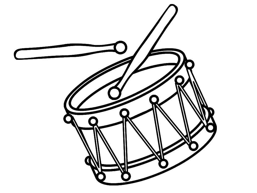 Раскраска музыкального инструмента - барабан для детей (барабан)