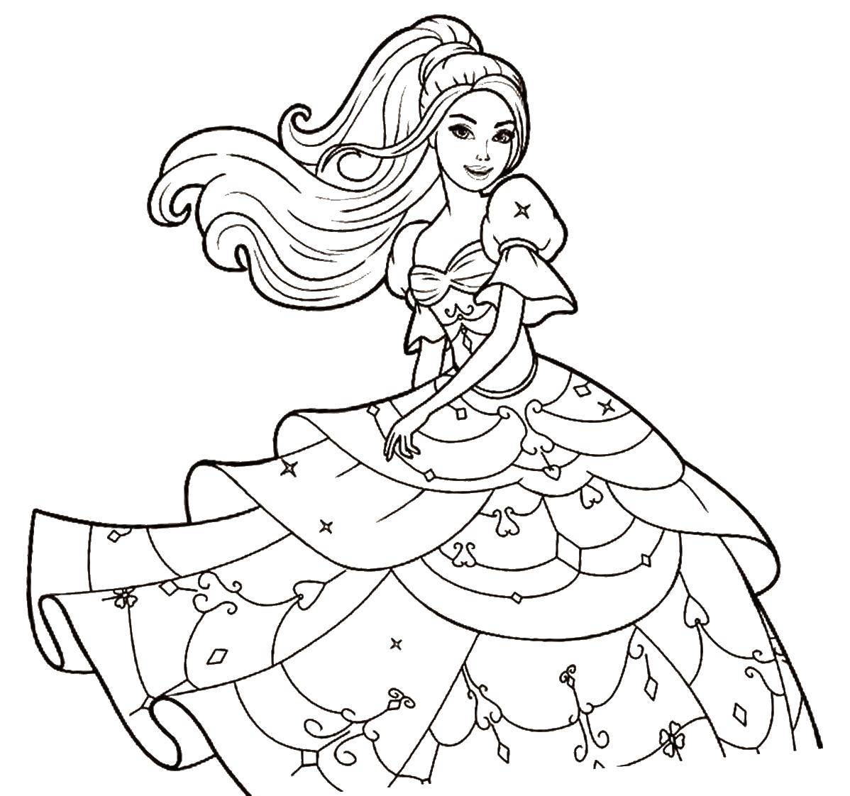 Раскраска Барби - платье для куклы (барби, платья)