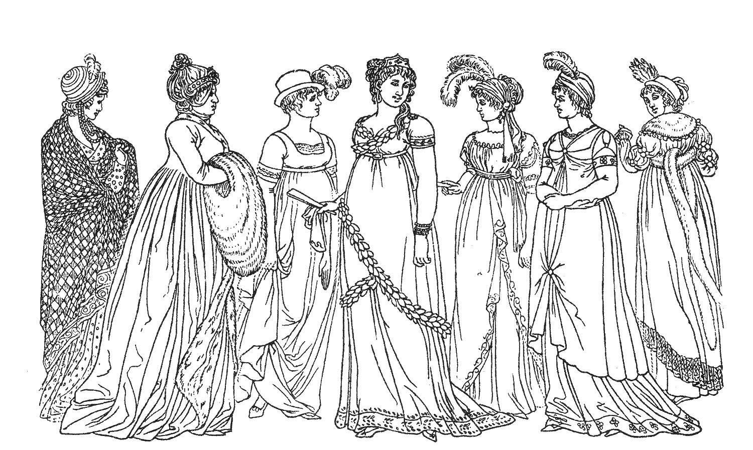 Раскраски платьев для девочек (платья)