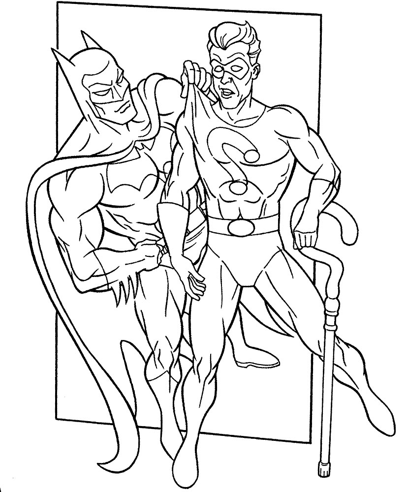 Раскраска с изображением Бэтмэна и Человека-загадки для мальчиков (Бэтмэн)