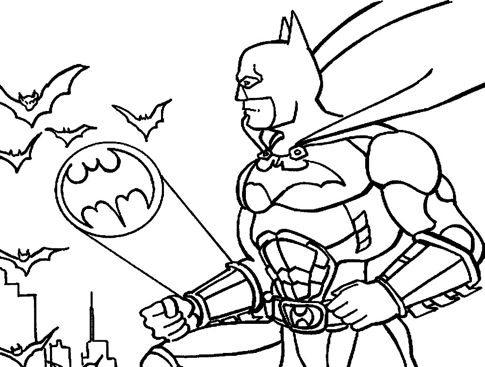 Раскраска Бэтмэна и летучих мышей для мальчиков (Бэтмэн)