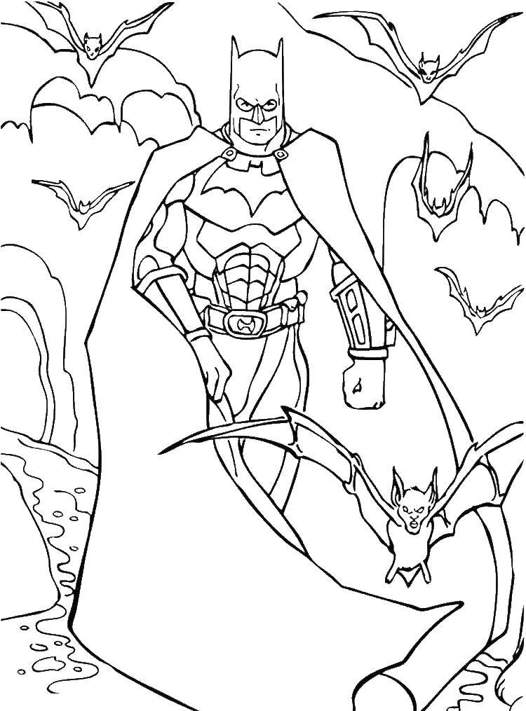 Раскраска с супергероем Бэтменом (Бэтмен)