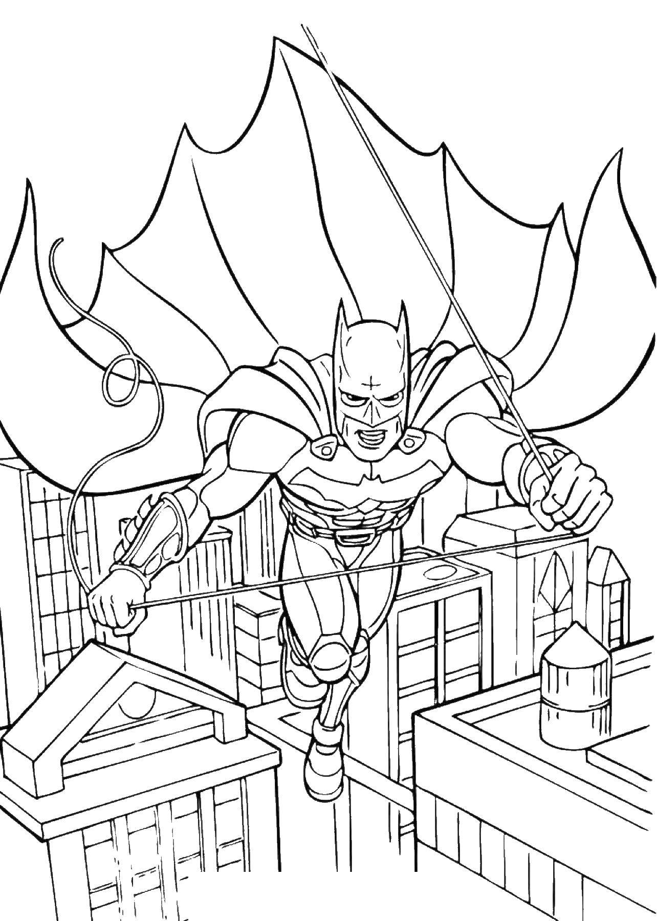 Раскраска с героями комиксов Бэтмен из DC Comics для детей (супергерои)