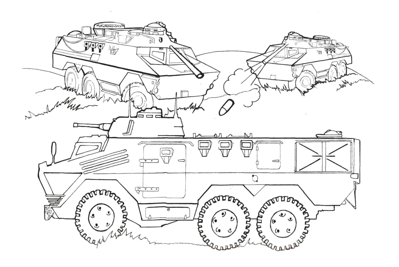 Раскраска танка для мальчиков (машины, оружие)