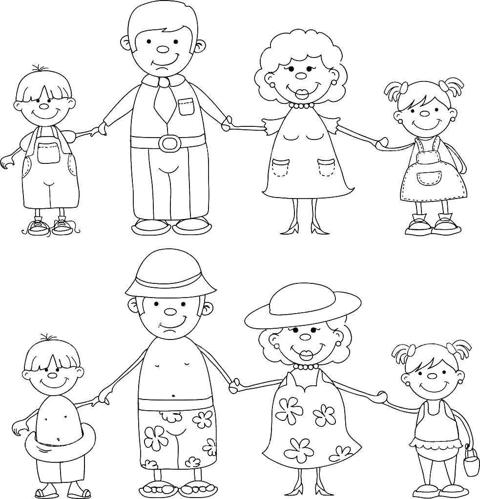 Раскраска для детей - члены семьи Семья (дети, дети)