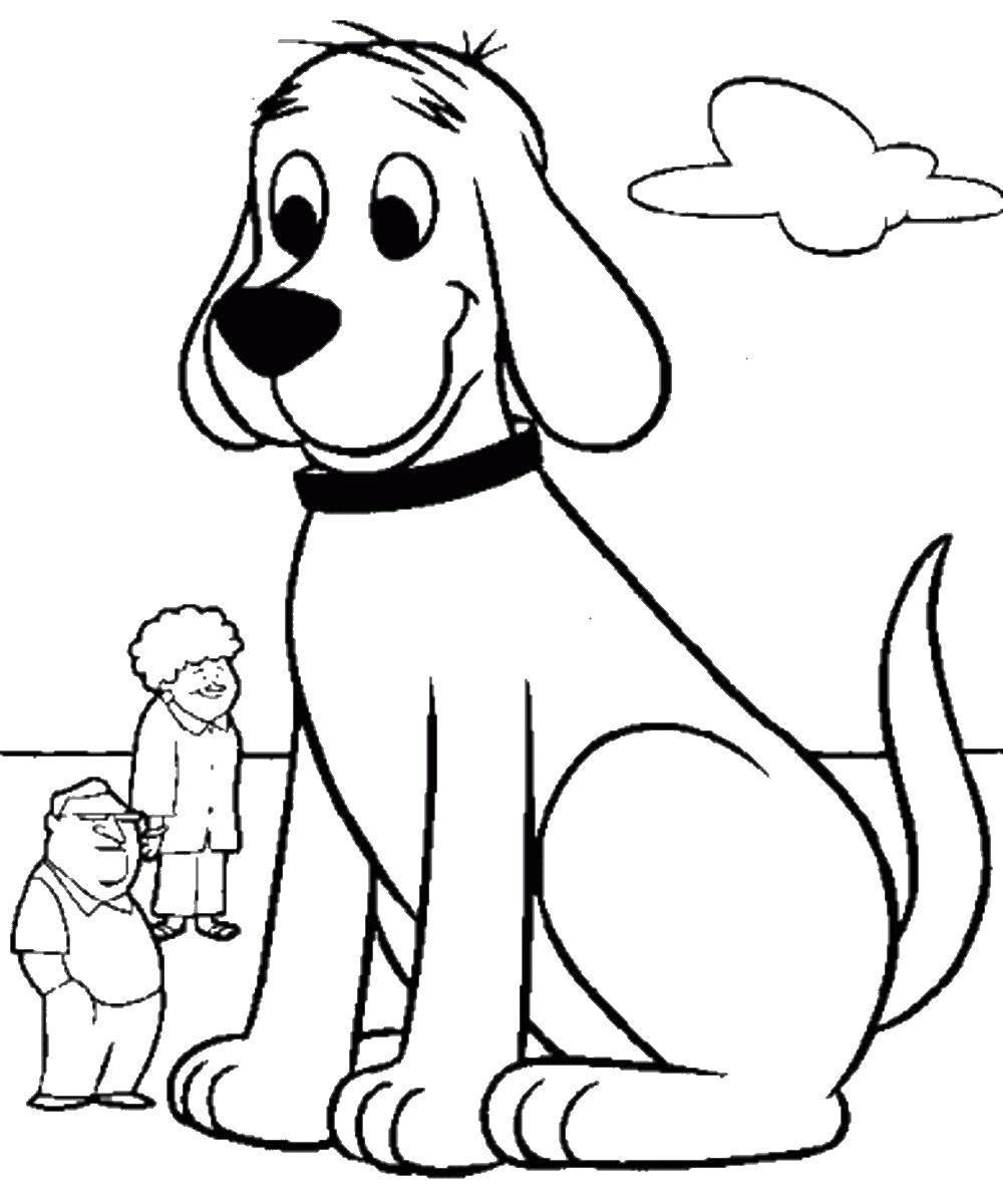 Раскраска домашних животных с большой собакой и людьми (собаки, люди)