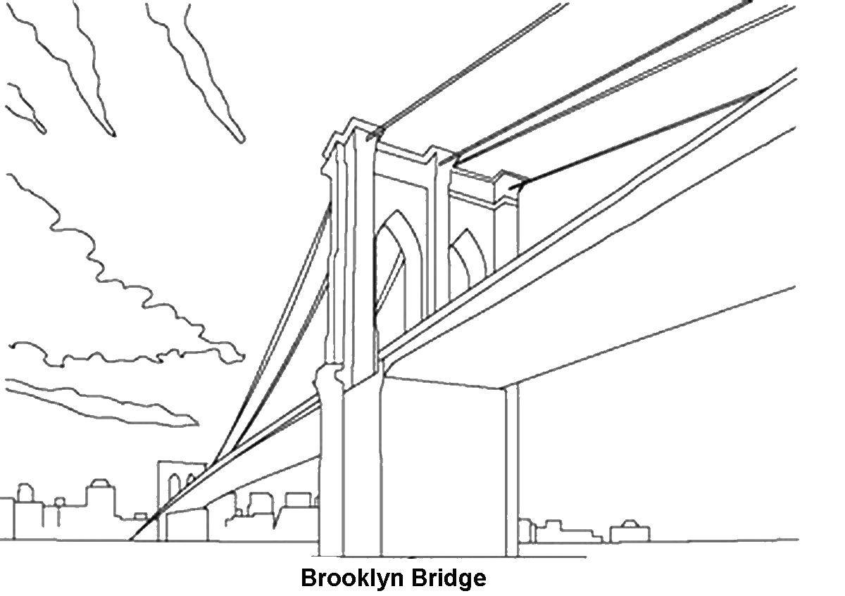 Раскраска Нью Йорк и Бруклинский мост для детей (США)