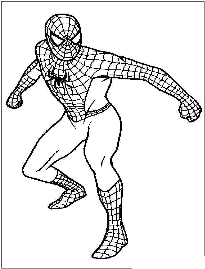 Раскраска с Человеком-пауком готовым к бою (Человек-паук, изображения)