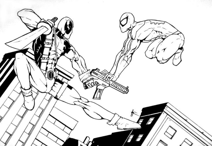 Раскраска Человека-паука с изображением героя, готового к сражению (Человек-паук, креативность, дети)