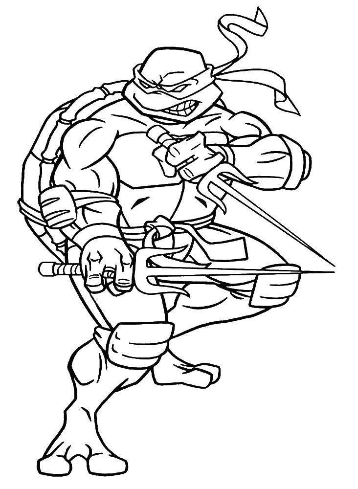 Раскраска с изображением Рафаеля из мультфильма Черепашки ниндзя (черепашки, ниндзя, Рафаель)