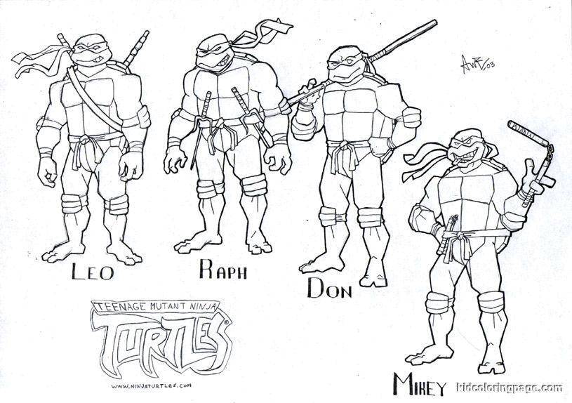 Раскраска Черепашки Ниндзя для мальчиков (черепашки, ниндзя)
