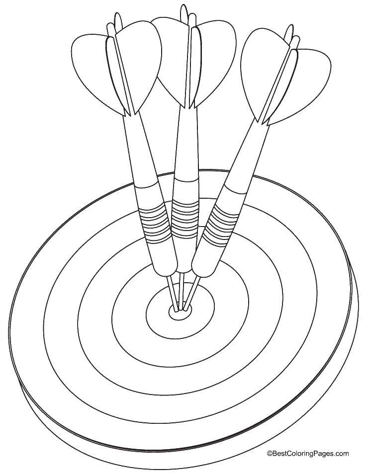 Раскраски игры дартс для детей (игры, дартс, мишень, дротики, точность)