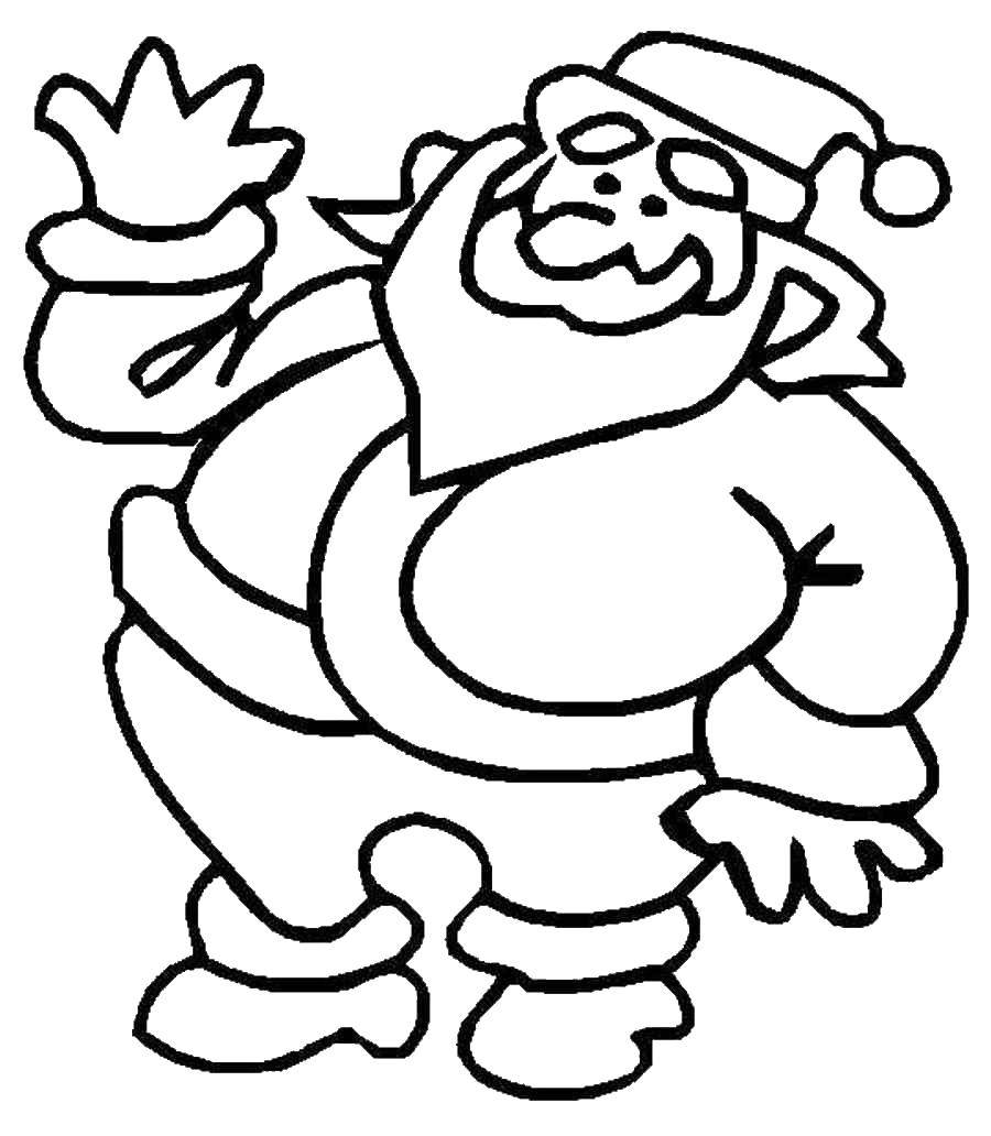 Раскраска Деда Мороза с бородой и рукой (рука, развивающие, праздничные)