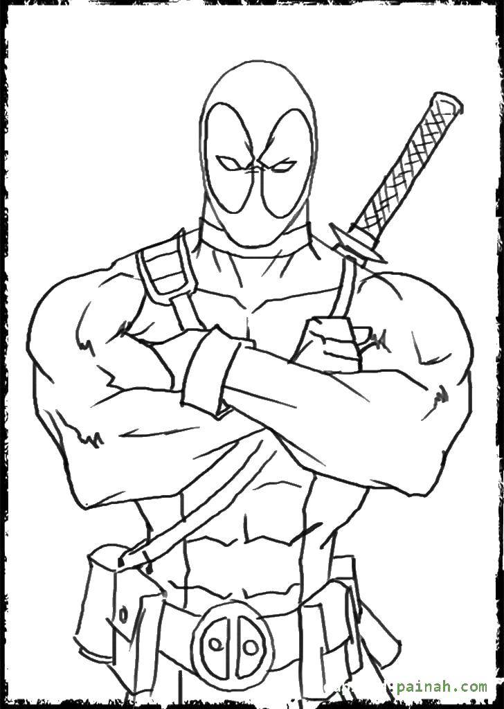 Раскраска Дэдпул - супергерой из комиксов Marvel (Дэдпул, супергерой)