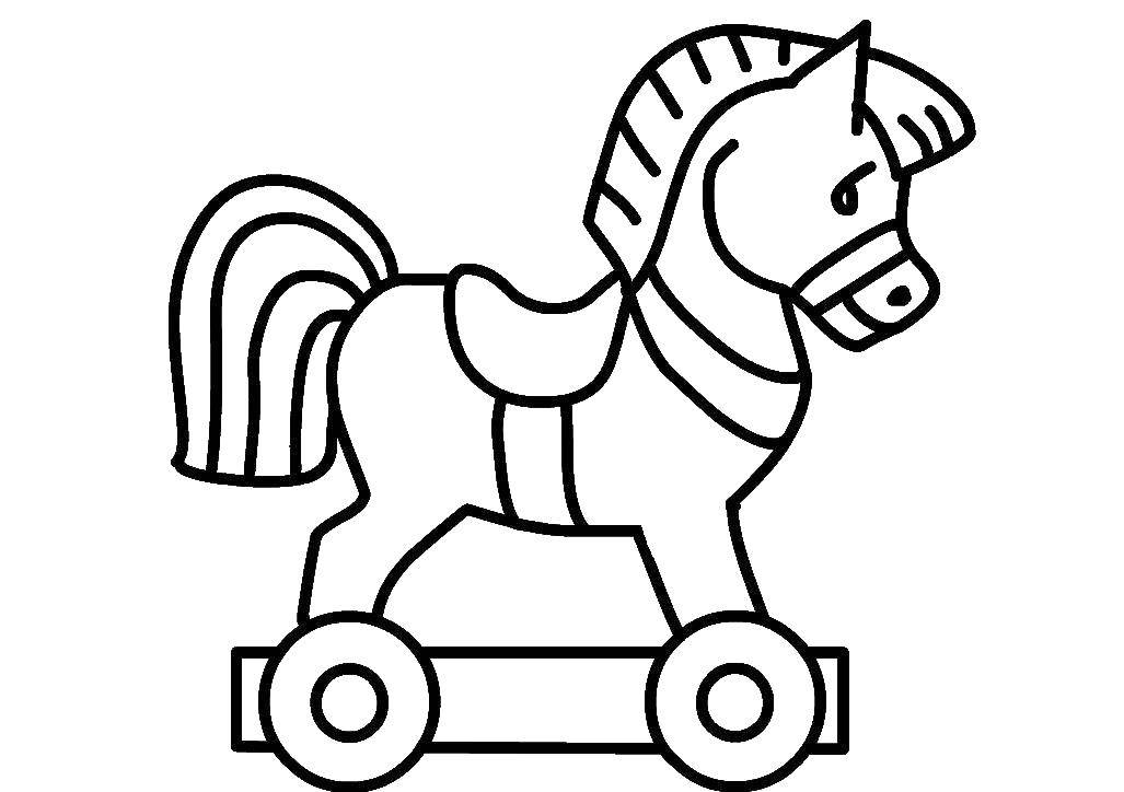 Раскраска Игрушка, лошадка для малышей (игрушка, лошадка)