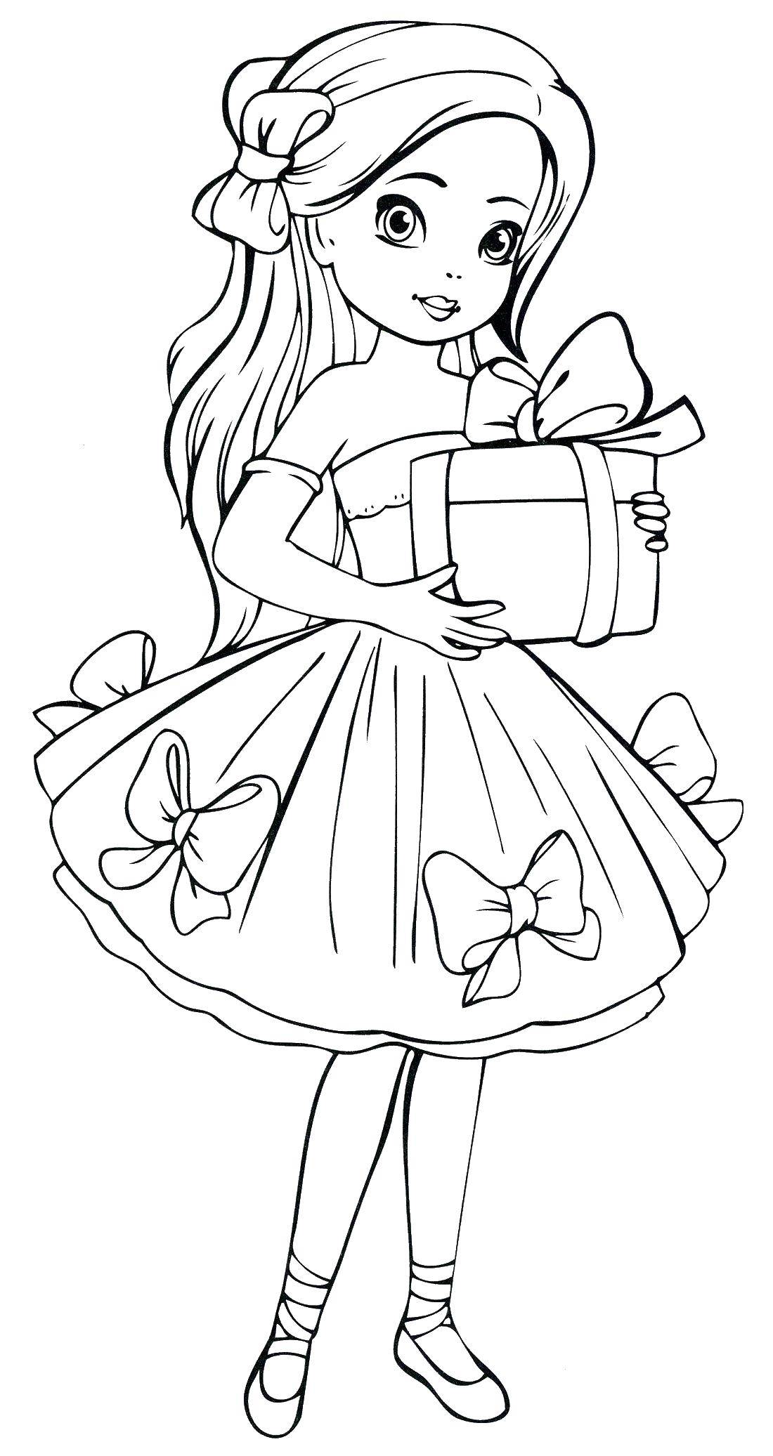 Раскраска Для девочек: платье - подарок для маленькой леди (платье, подарок)