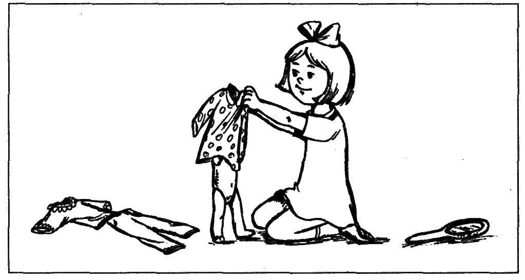 Раскраска Люди - девочка с игрушкой (девочка, игрушка)