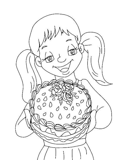 Раскраски тортов для девочек на праздник (торты, праздник)