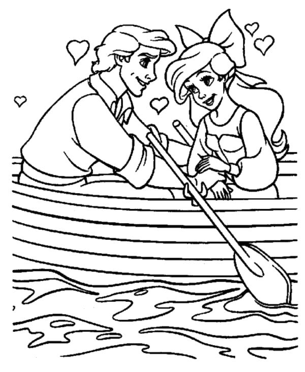 Раскраска девушка и парень на лодке для мальчиков (девушка, парень, развлечение)