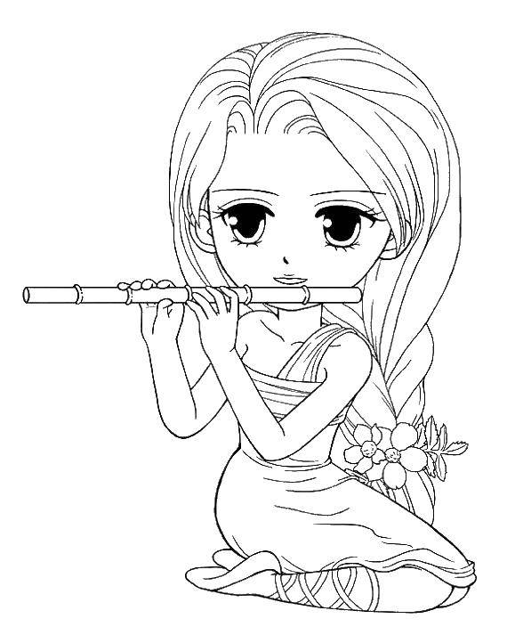 Раскраска флейты для девочек (флейта)