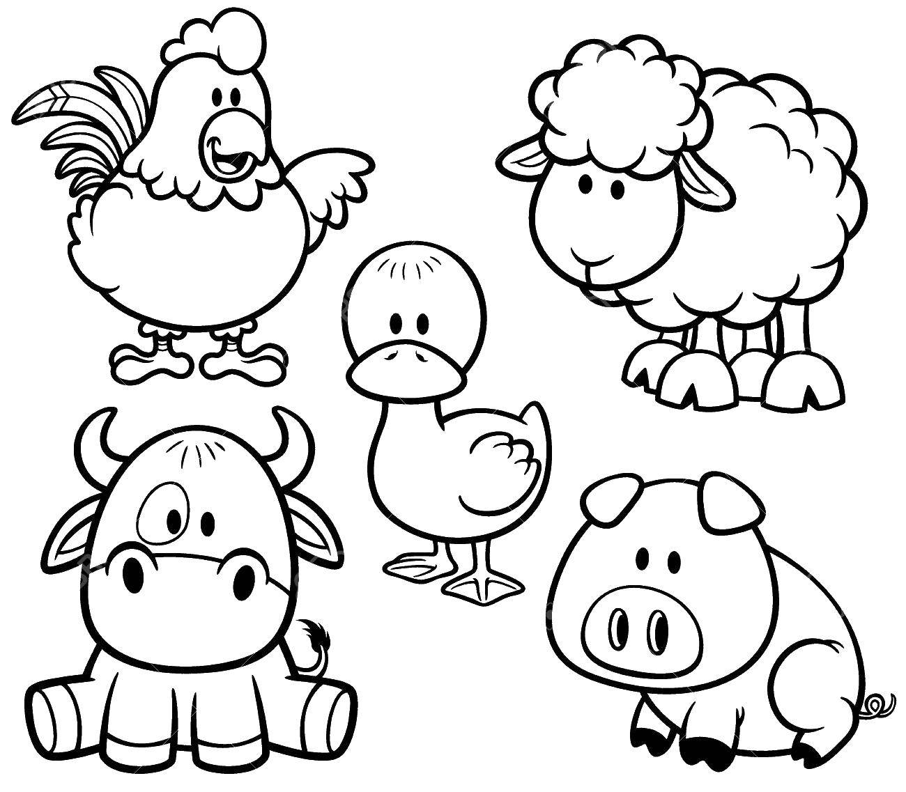 Раскраска домашнего животного для детей (ферма)