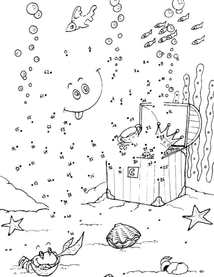 Раскраска по точкам: подводный мир