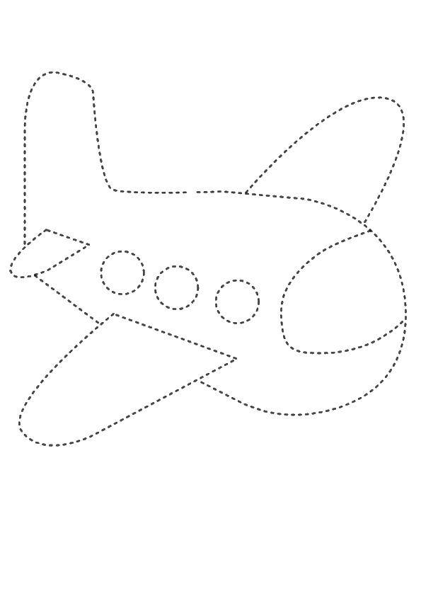 Раскраска точки для детей - изображен самолет (точки, самолет)